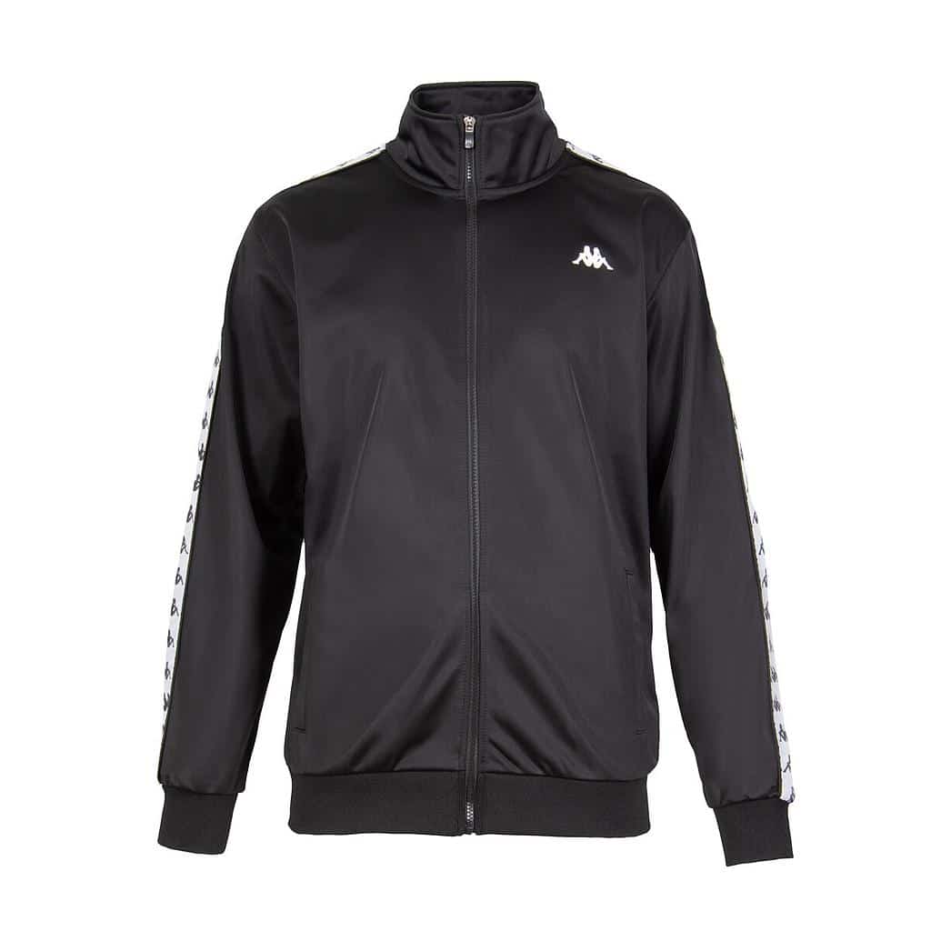 Poleron Full Zipper Hombre Black White Black Kappa