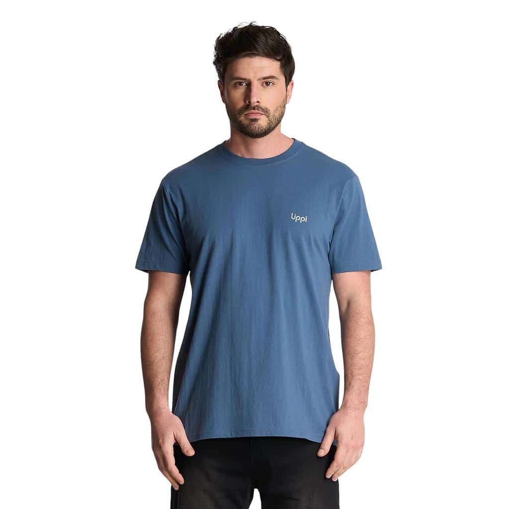 Polera Hombre Back Print Tshirt Azul Piedra Lippi