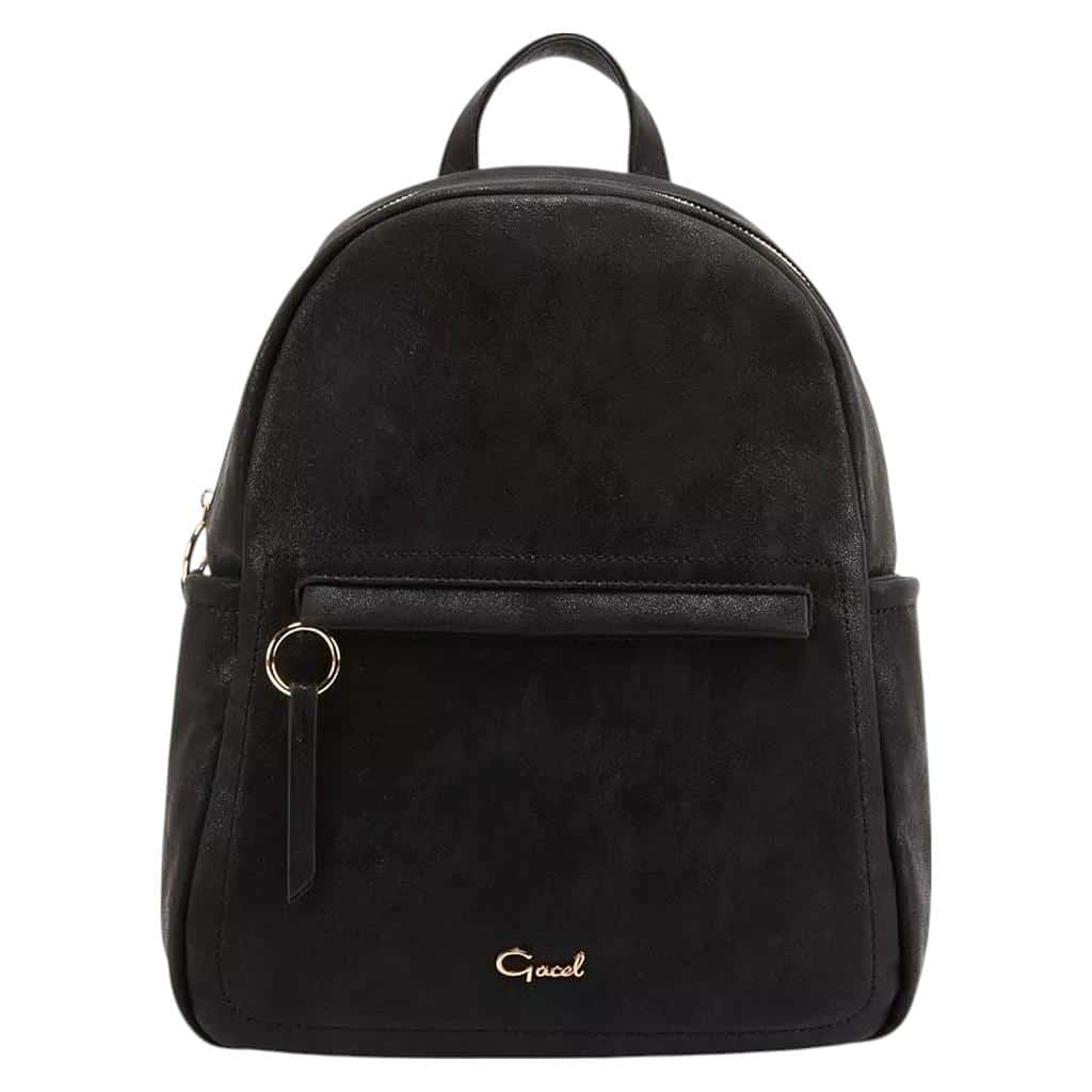 MOCHILA PEQUEÑA CUERO SINTETICO NEGRO CAR3101 GACEL